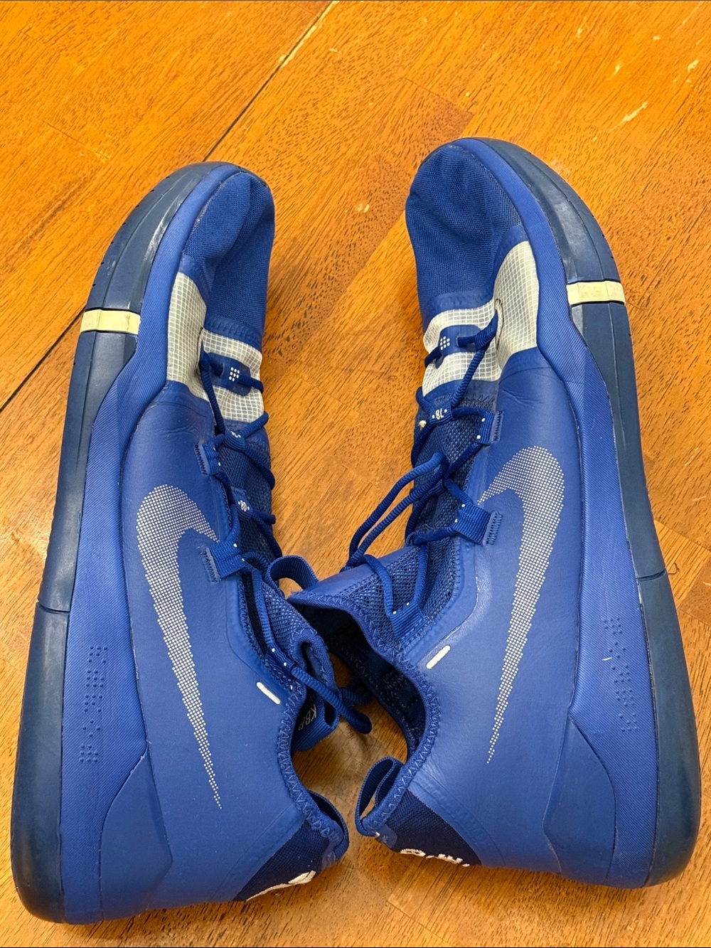 Nike Men's Royal Blue High-Top Athletic Sneakers with Silver Swoosh Kobe size 18